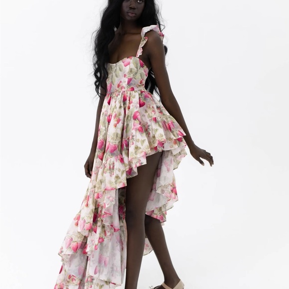 NWT NEW Selkie Legs For Days Dress Strawberry Cream Large Hi Lo Asymmetrical - Picture 8 of 8